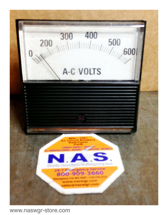 CLES-X3A600 , CMI A-C Volts Meter , Iron Vane 0-150V Rated , Scale 0-600V Transformer Rated 50/60 HZ. , PN: CLES-X3A600