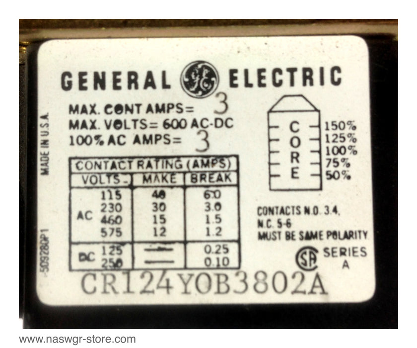 CR124Y0B3802A ~ GE CR124YOB3802A Time Delay Relay