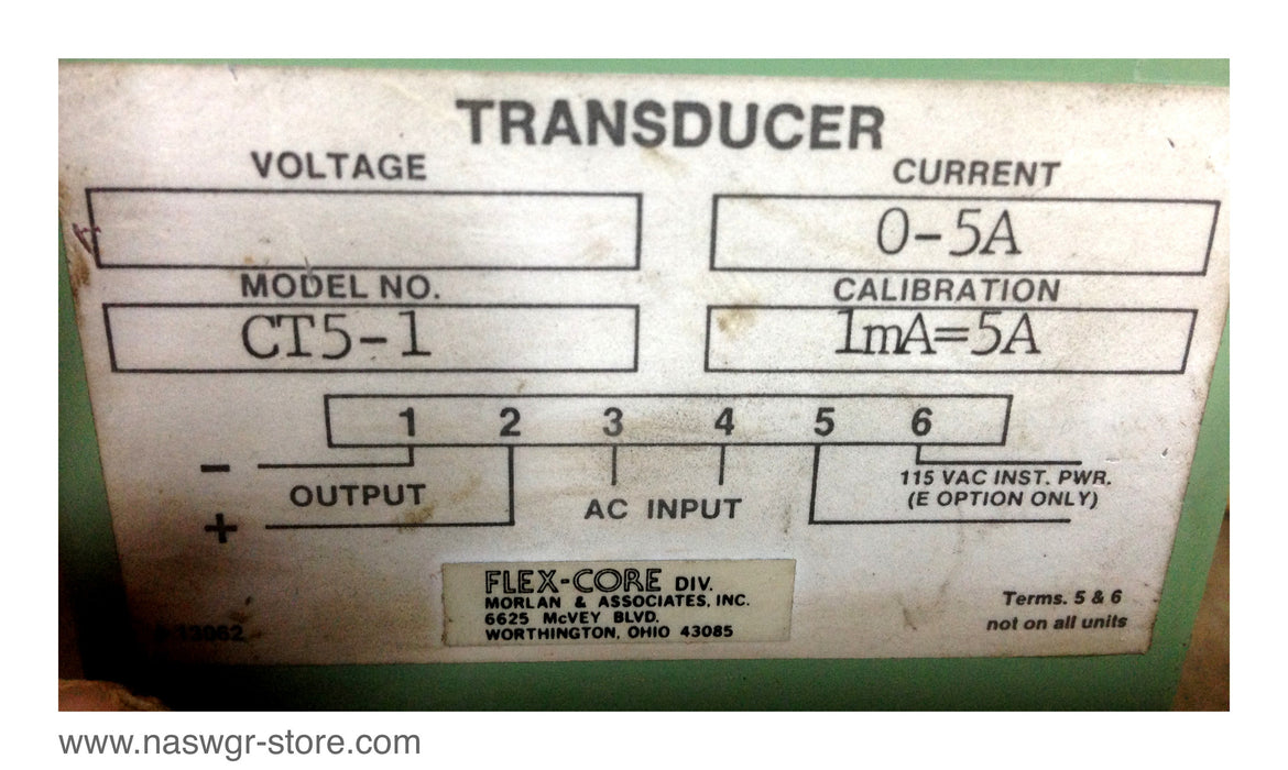 CT5-1 , FLEX-CORE Transducer , Current: 0-5A , Calibration: 1mA=5A , 27245 , PN: CT5-1