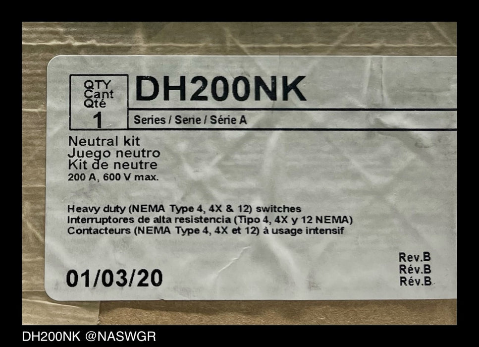 Eaton DH200NK Neutral Kit ~ Unused Surplus