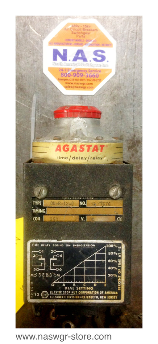 DD-R-12-0 , Agastat DD-R-12-0 Time Delay Relay , NO: G27676 , Coil: 250V DC , PN: DD-R-12-0