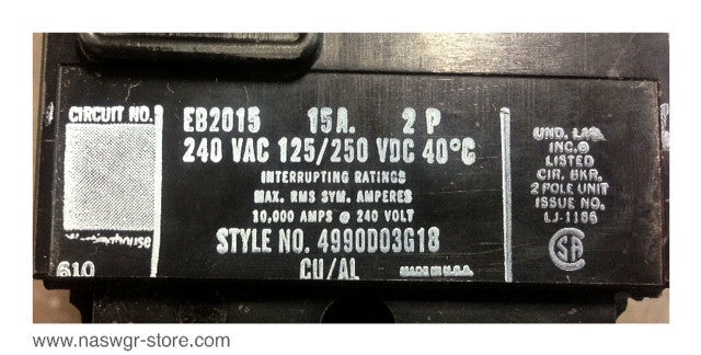 Westinghouse EB2015 Circuit Breaker ~ 15 Amp