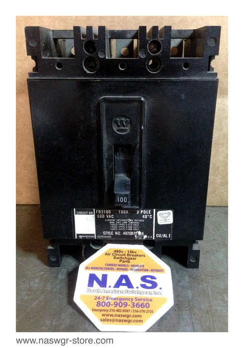 Westinghouse FB3100 Circuit Breaker ~ 100 Amp