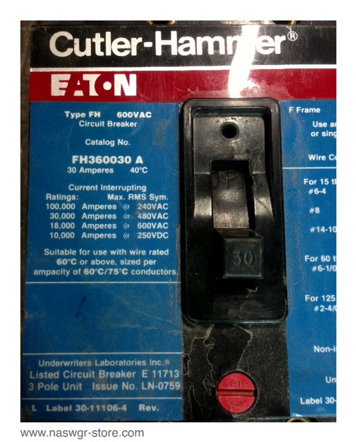 Cutler Hammer FH360030A Circuit Breaker