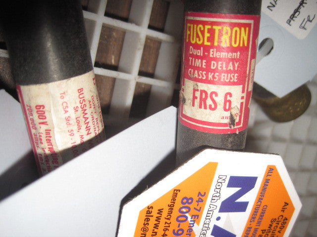 FRS-6 , Bussman FRS-6 Fusetron Fuse , 6 Amp , 600 Volt ,  PN: FRS6