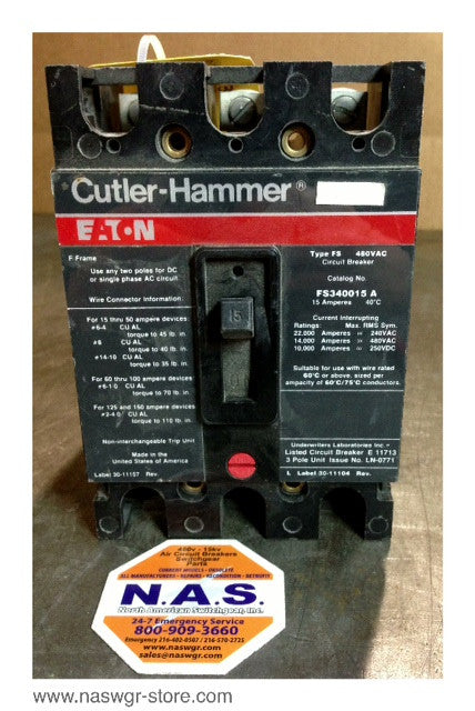 Cutler Hammer FS340015A Molded Case Circuit Breaker - 15 Amp