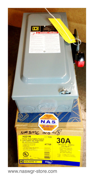 H221N ~ Unused Surplus Square D H221N Safety Switch ~ 30 Amp