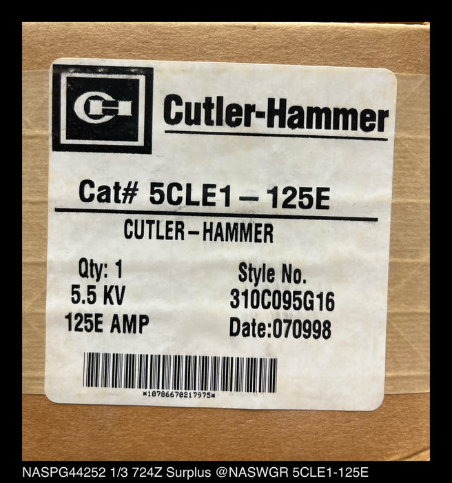Cutler-Hammer 5CLE1-125E Current Limiting High Voltage Fuse - 125E Amp, 5.5kV - Unused