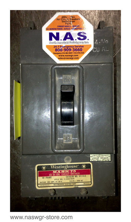 Westinghouse HF3100 Molded Case Circuit Breaker - 100 Amp