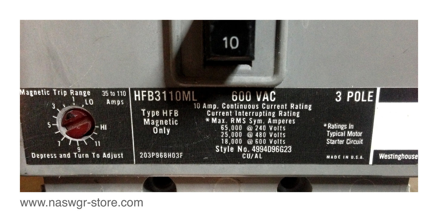 Westinghouse HFB3110ML Circuit Breaker ~ 10 Amp