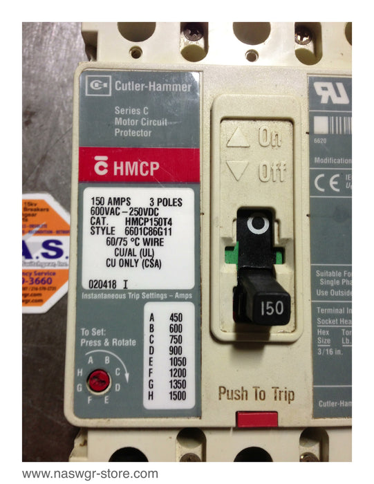 Cutler Hammer HMCP150T4 Motor Circuit Protector Circuit Breaker ~ 150 Amps
