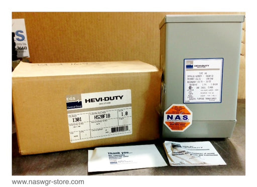 HS20F1B , EGS Electrical Group HS20F1B Hevi Duty General Purpose Transformer , Type: HS , * Unused Surplus in Box* , Primary Volts: 120/240 , Secondary Volts: 16/32 , 50/60 Hz , 1 Phase , 1.0 KVA , PN: HS20F1B