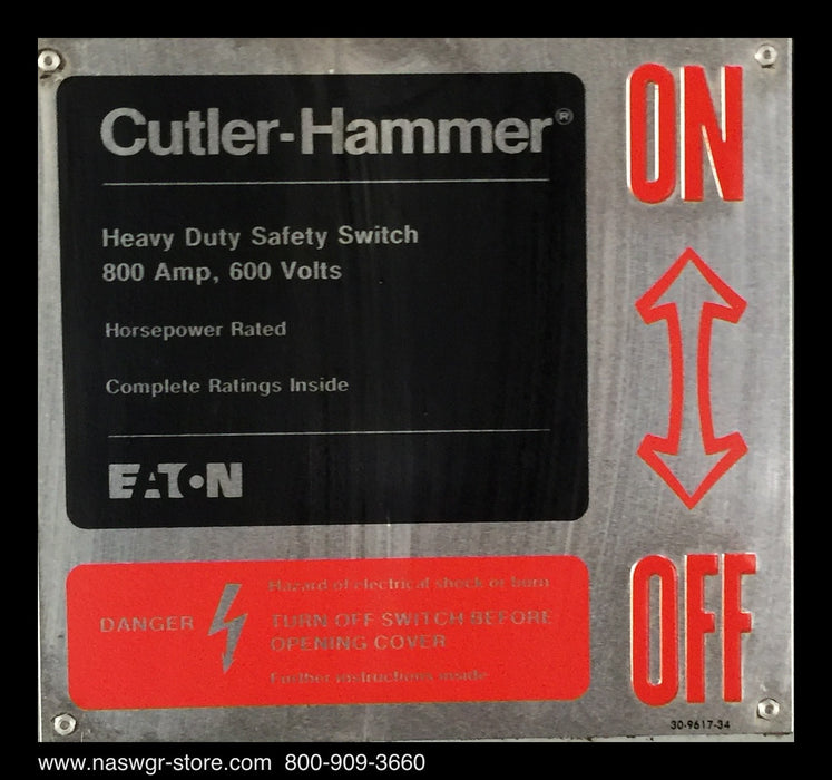 Cutler Hammer / Eaton DH367FGK Heavy Duty Safety Switch - 800A/600V/3P4W/N1