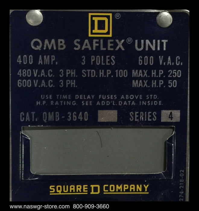 Square D QMB-3640 Panel Board Switch ~ 400 Amp