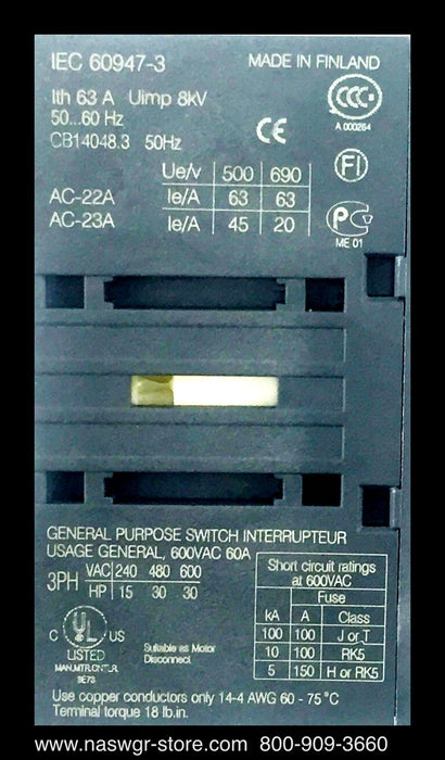 OT63F3 ~ ABB OT63F3 General Purpose Switch ~ Unused Surplus