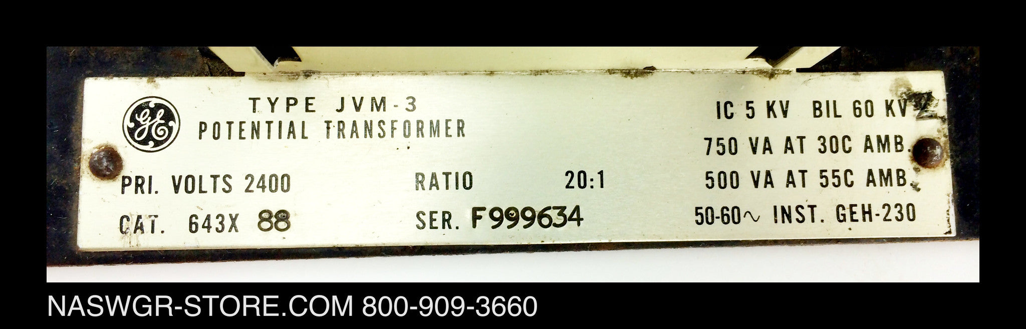 GE JVM-3 643X88 Potential Transformer ~ 20:1 V