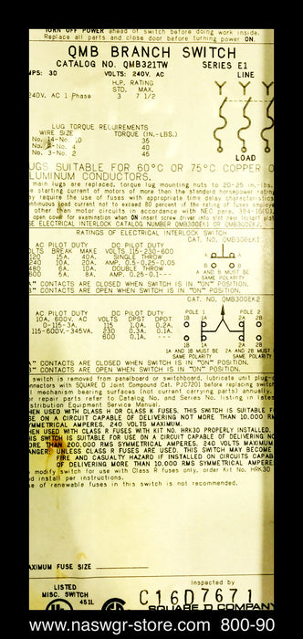 QMB321TW - Square D QMB-321-TW Panel Board Switch