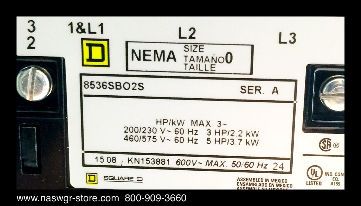 Square D 8538SBG32V84CFF4P1T Combination Starter - 30A/600v/SIZE0/N1 - Unused
