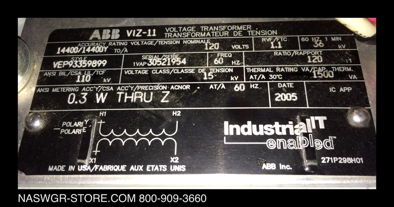 VEP93359899 ~ ABB VEP93359899 Voltage Transformer