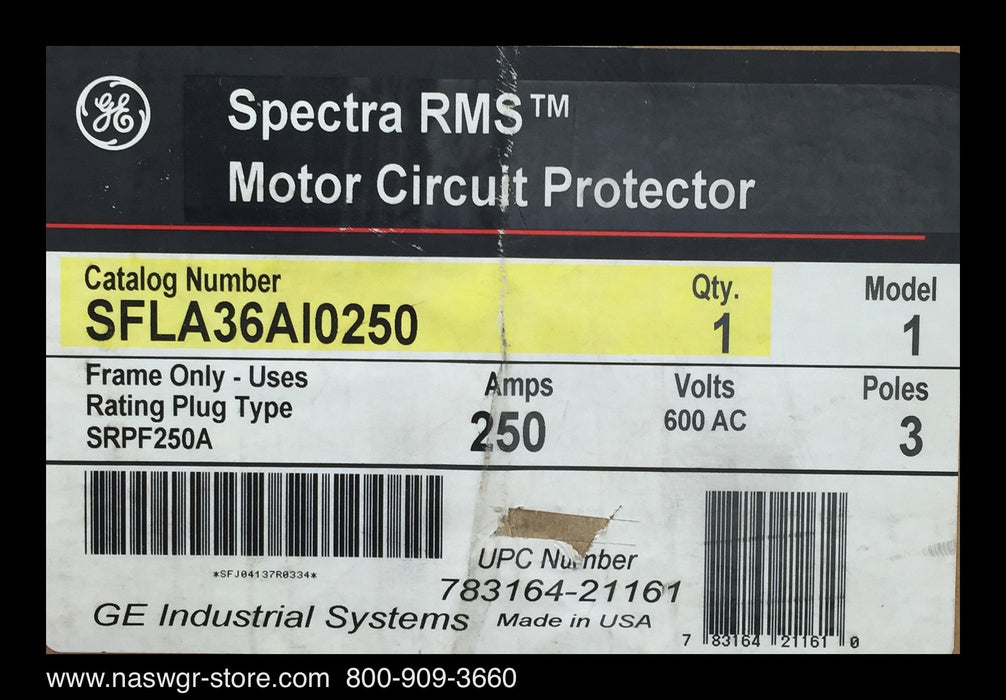 GE Spectra RMS SFLA36AI0250 Circuit Breaker - 250 Amp - Unused