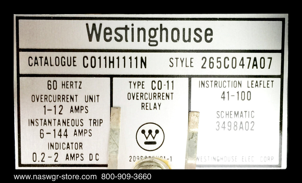CO11H1111N ~ Westinghouse CO11H1111N Overcurrent Relay