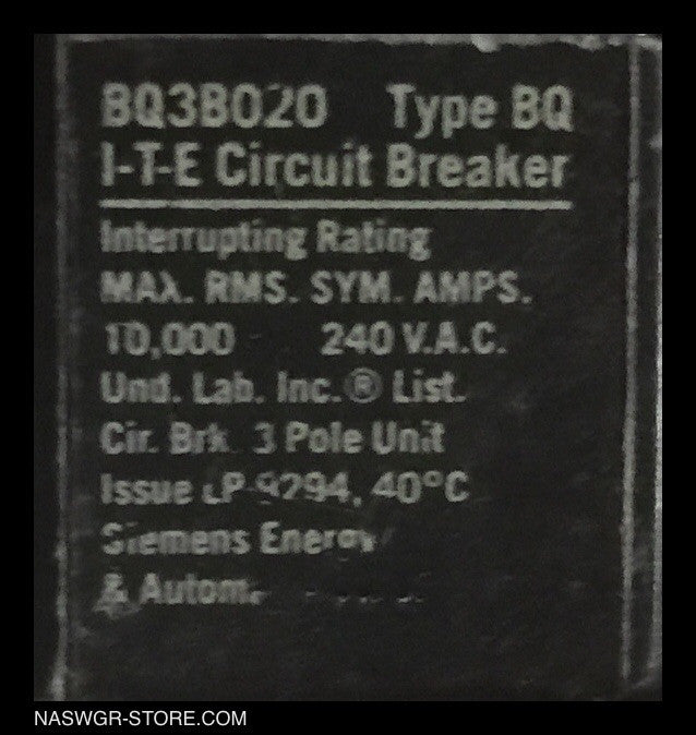 ITE BQ3B020 Molded Case Circuit Breaker - 20 Amp