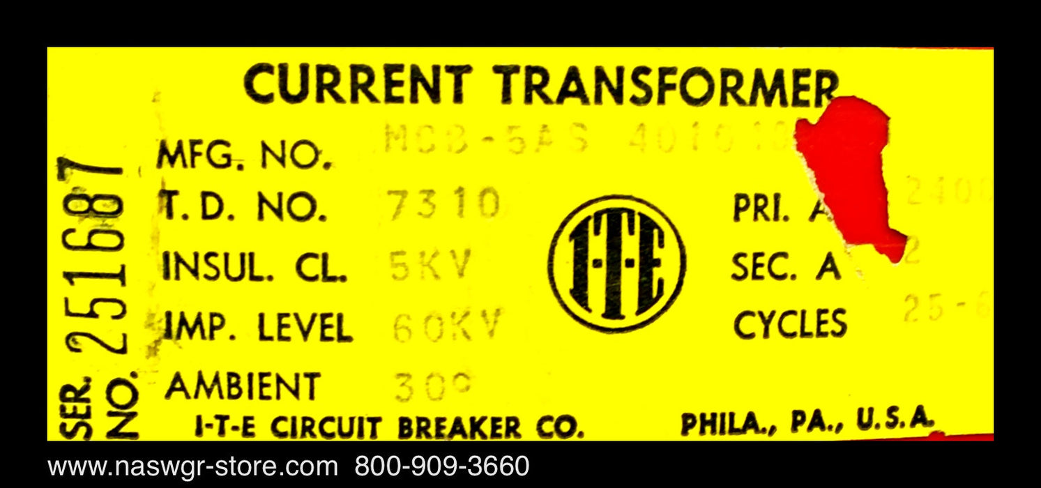 MCB-5AS 401043-T13 ~ ITE MCB-5AS 401043-T13 Current Transformer