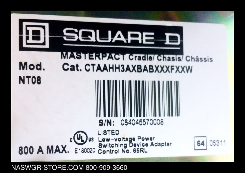 Square D / MasterPact CTAAHH3AXBABXXXFXXW NT08N1 Cradle Chasis