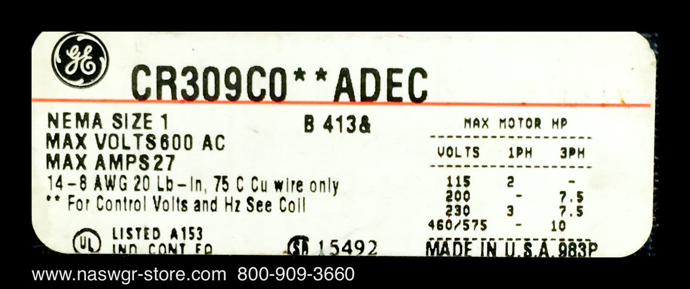 CR309C0**ADEC ~ GE CR309C0**ADEC Reversing Motor Starter