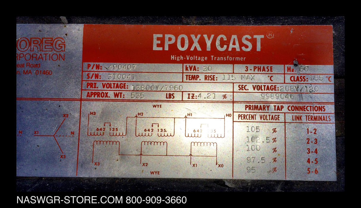 490407 ~ Isoreg Corporation 490407 High Voltage Transformer