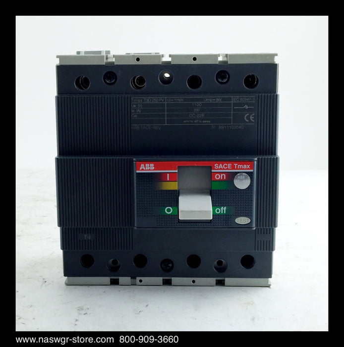 ABB SACE Tmax TD3 250 PV Molded Case Circuit Breaker - 200 Amp - Unused