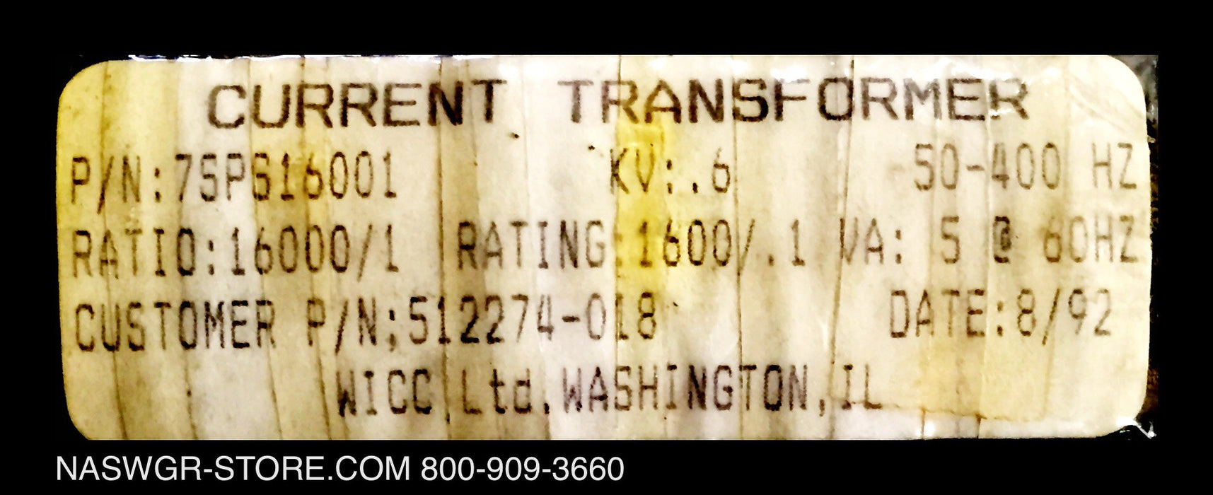 75PS16001 ~ 512274-018 ~ Westinghouse 75PS16001 ~ 512274-018 CT