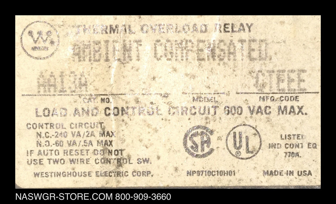 AA13A ~ Westinghouse AA13A Thermal Overload Relay