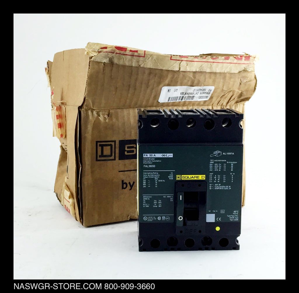 Square D FAL36050 Molded Case Circuit Breaker - 50 Amp - Unused