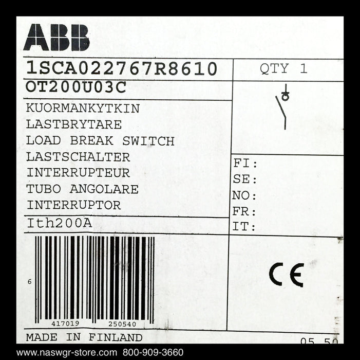 ABB OT 200U03C Switch ~ 200 Amp