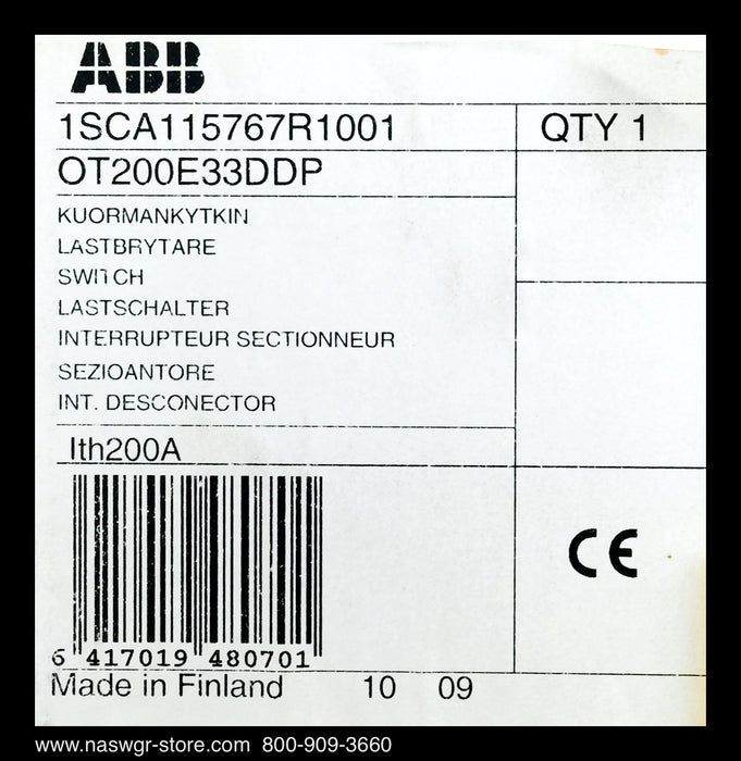ABB OT 200E33DDP Switch ~ 200 Amp