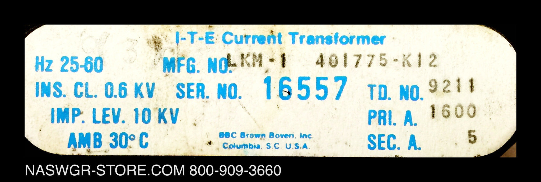 16557 ~ ITE 16557 LK-16 Cell Control Transformer