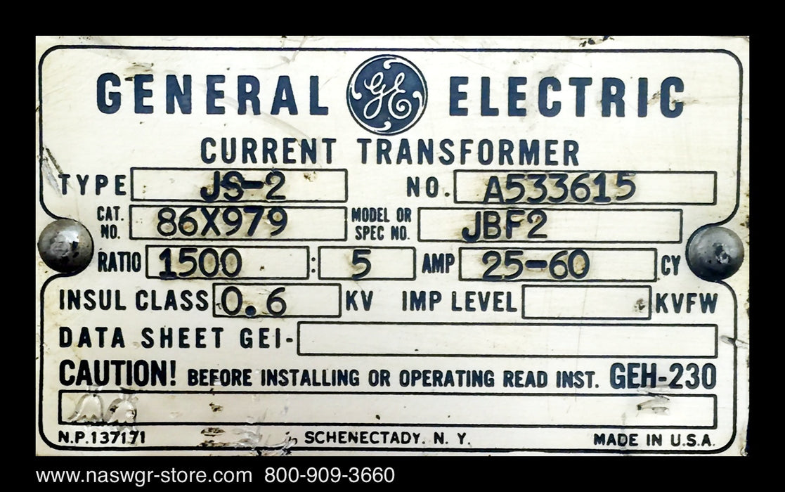 86X979 ~ GE 86X979 Current Transformer