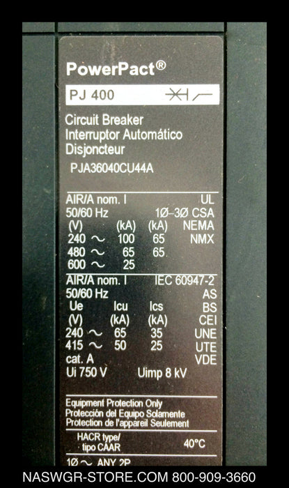 Square D PowerPact PJ400 Circuit Breaker - 400 Amp