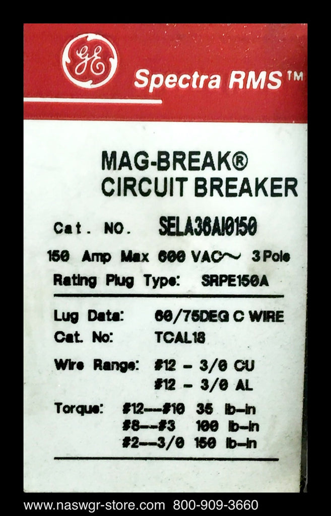GE Spectra RMS SELA36AI0150 Circuit Breaker - 150 Amp — North American ...