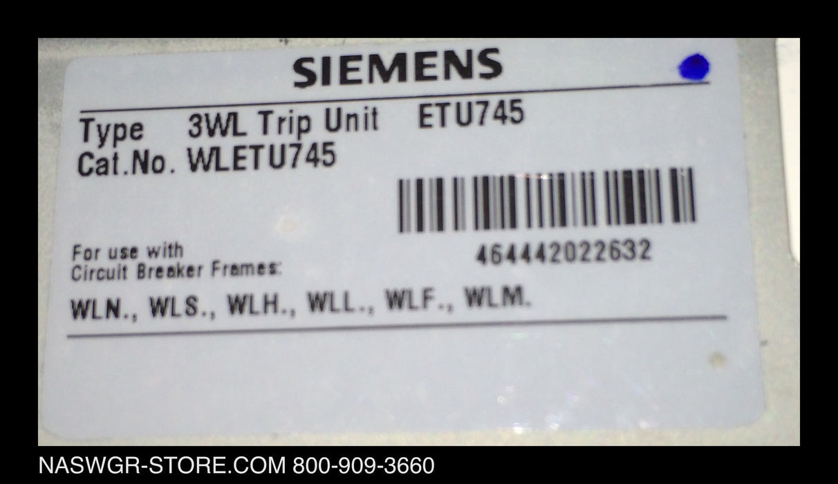 Siemens WL WLL2A316 Circuit Breaker (M/O,D/O) ~ 1600 Amp - Unused Surplus