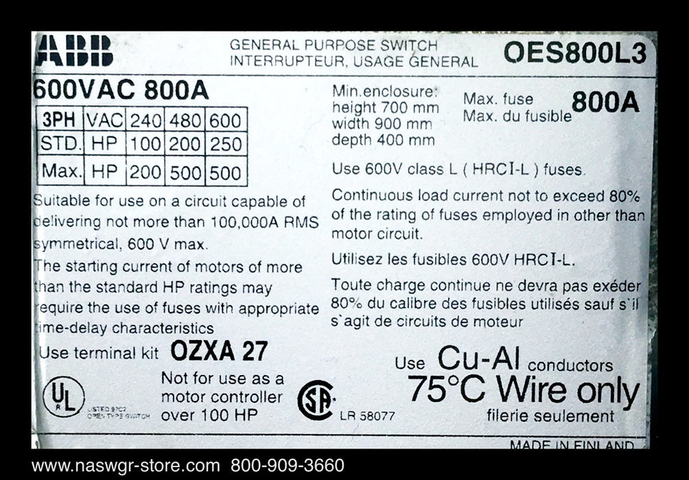 OES800L3 ~ ABB OES800L3 General Purpose Switch