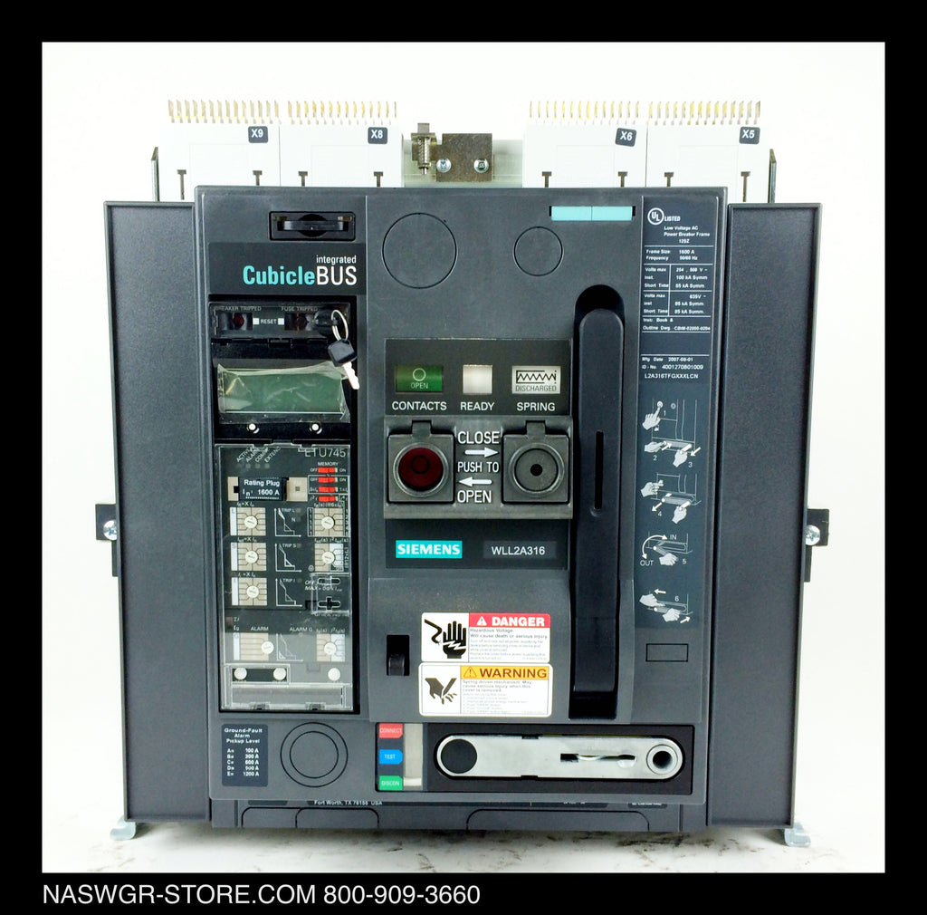 Siemens WL WLL2A316 Circuit Breaker (M/O,D/O) 1600 Amp Unused Surp