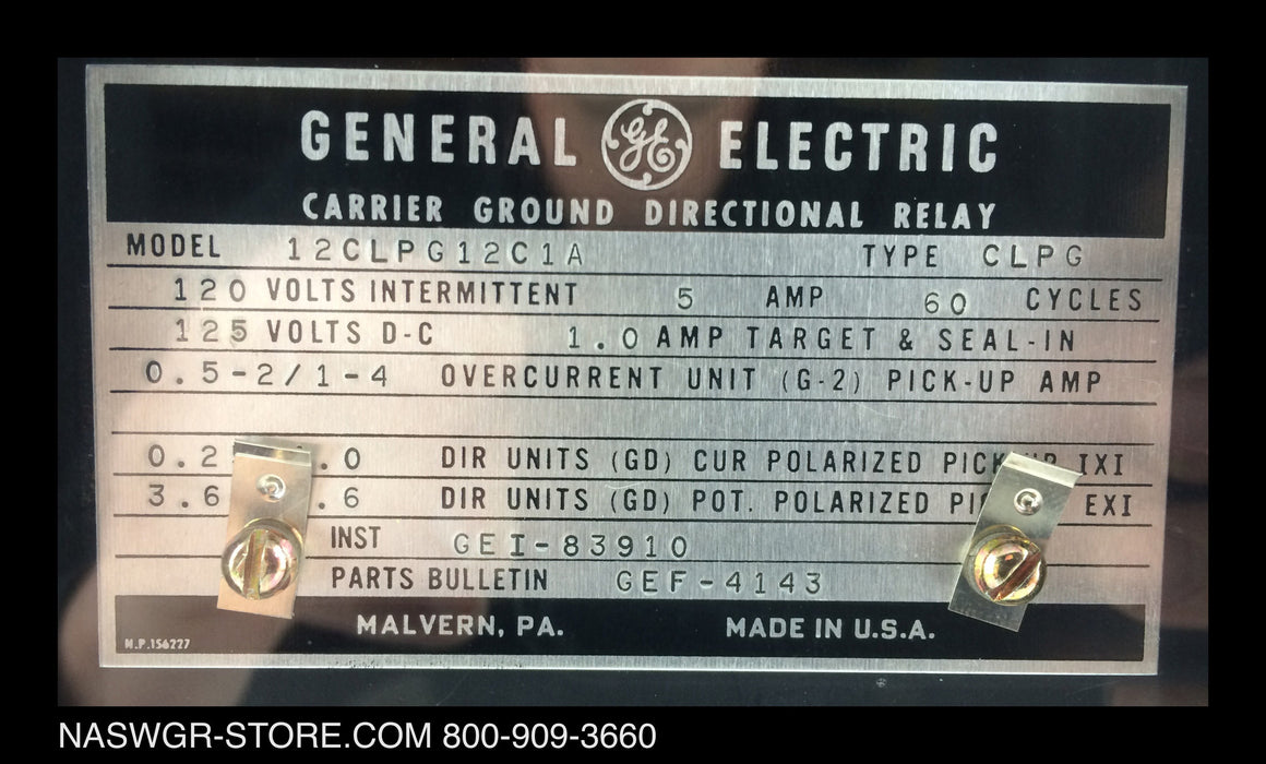 12CLPG12C1A ~ GE 12CLPG12C1A Carrier Ground Directional Relay