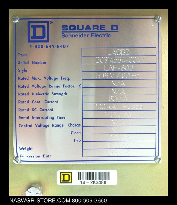 LASB2-D2 ~ Square D LASB2-D2 Circuit Breaker Retrofill ~