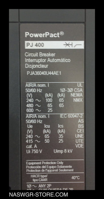 Square D PowerPact PJ400 Circuit Breaker -400 Amp