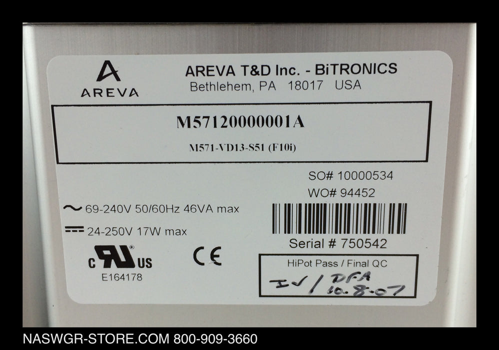 M57120000001A ~ Areva / BITRONICS M57120000001A Remote display with monitoring and recording IED for single line