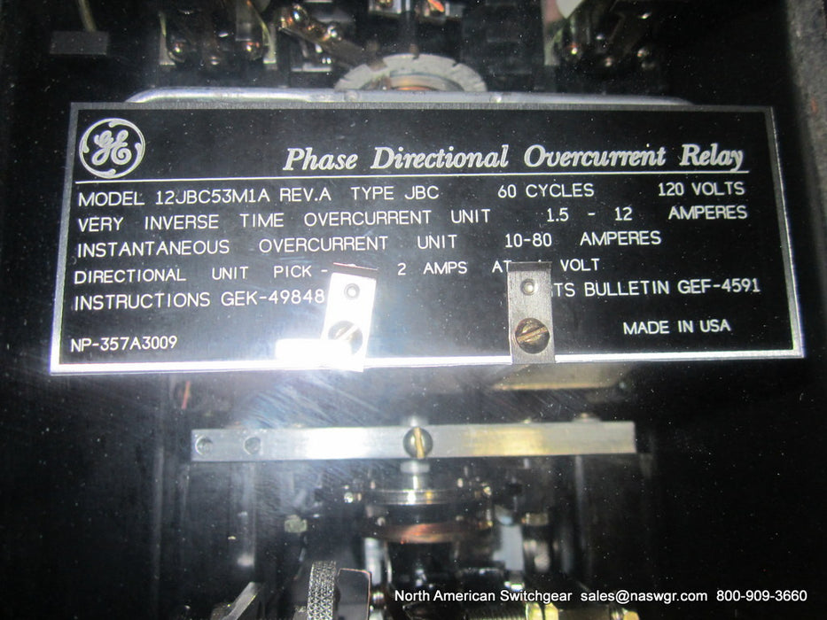 12JBC53M1A , General Electric 12JBC53M1A Phase Directional Overcurrent Relay