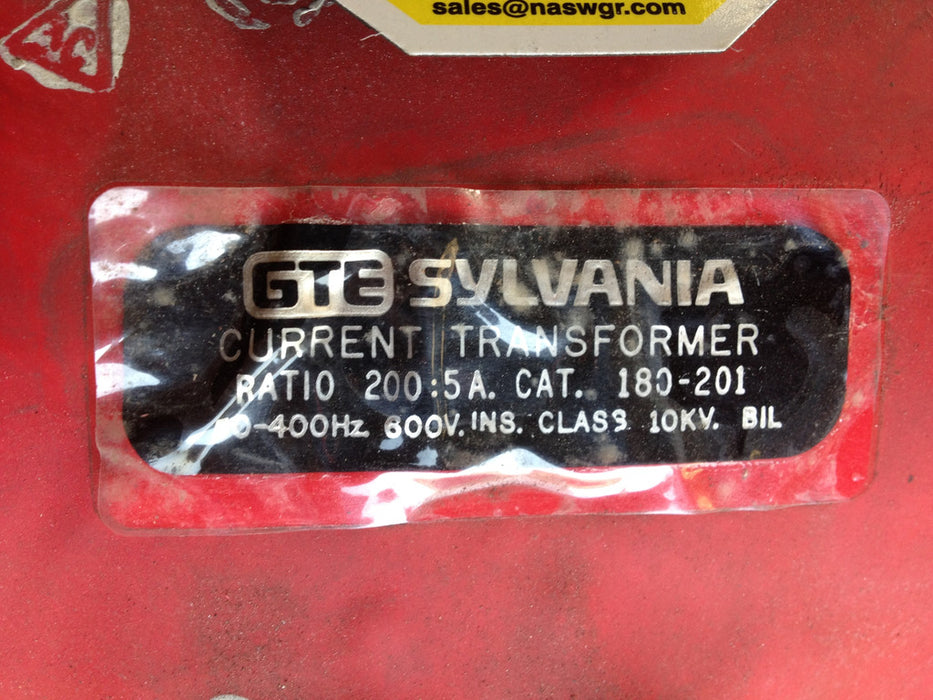 180-201 GTE Sylvania Current Transformer , 200:5 CT PN: 180-201