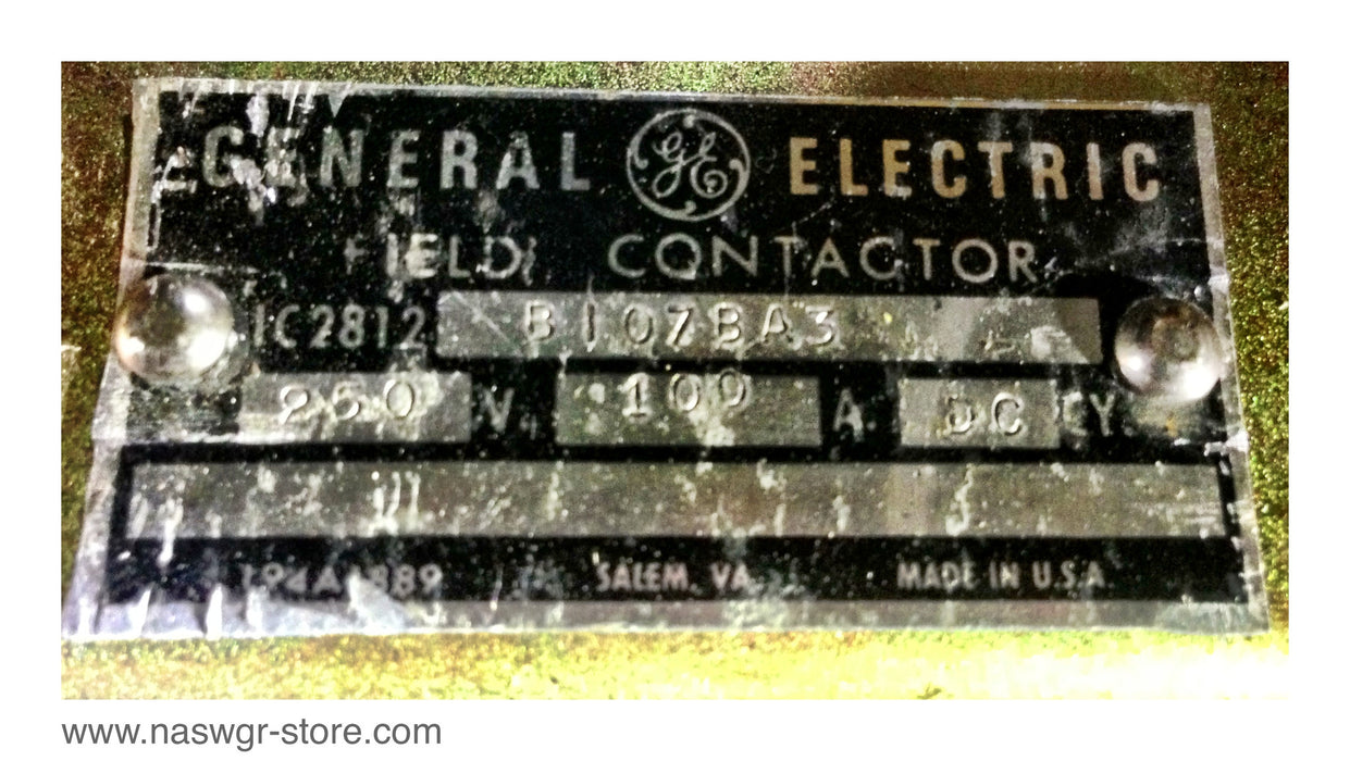 IC2812B107BA3 , GE IC2812B107BA3 Field Contactor 100 Amp DC , *Missing one Arc Chute*
